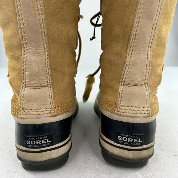 Sorel Joan of Arctic Tan Faux Fur Trim Boot US 8 Women Lace Up Winter Waterproof - Picture 10 of 12